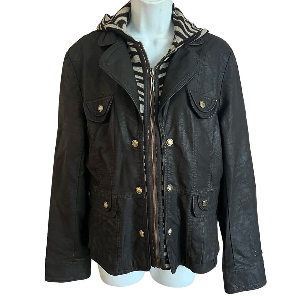 Montanaco Hooded Vegan Leather Jacket Women’s Large